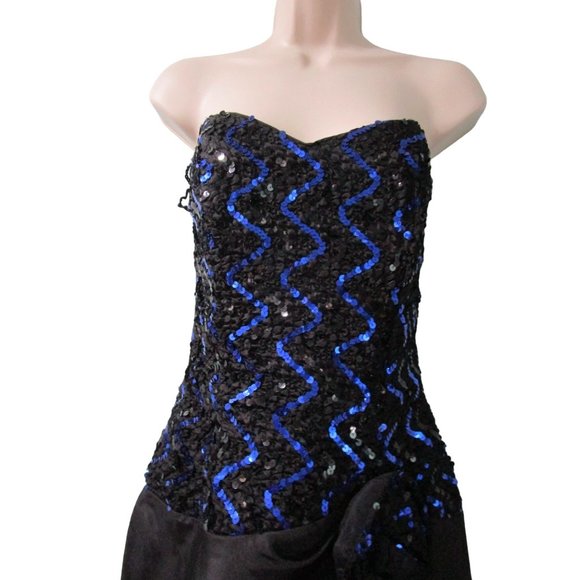 Gunne Sax Sequin Taffeta Rosette Strapless Cocktail Dress Tulip Skirt GUC Sz 7 - Picture 6 of 16